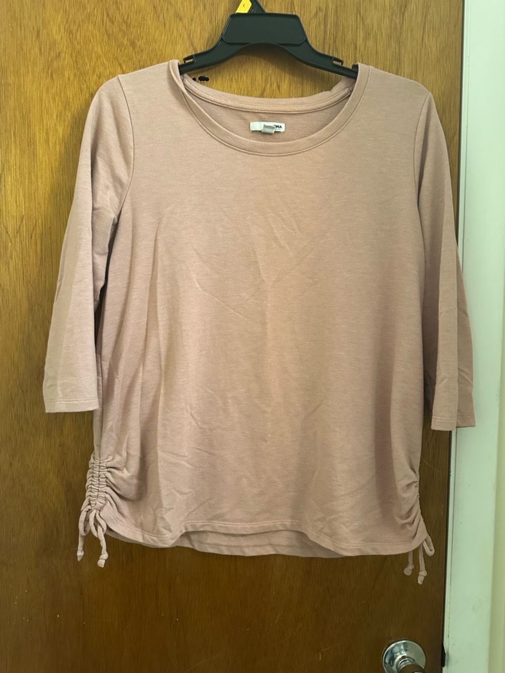 Sonoma Dusty Rose 3/4 Sleeve Ruched-Hem Tee